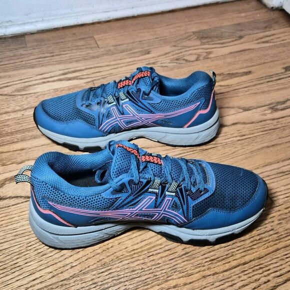 ASICS Gel Venture 8 Womens Sz 8 Deep Sea Teal/Blazing Coral Trail Running Shoes - Picture 3 of 8